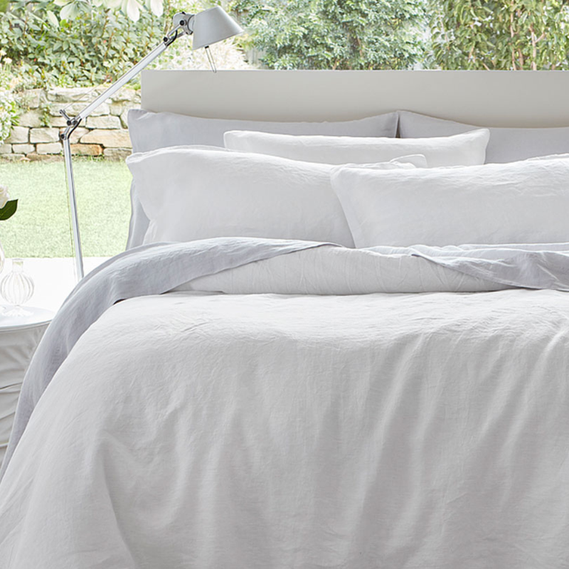 Luxury BALTIC LINEN White sheet set by BAKSANA with eco-friendly, pre-shrunk fabric and deep-fitted design for Super King beds.