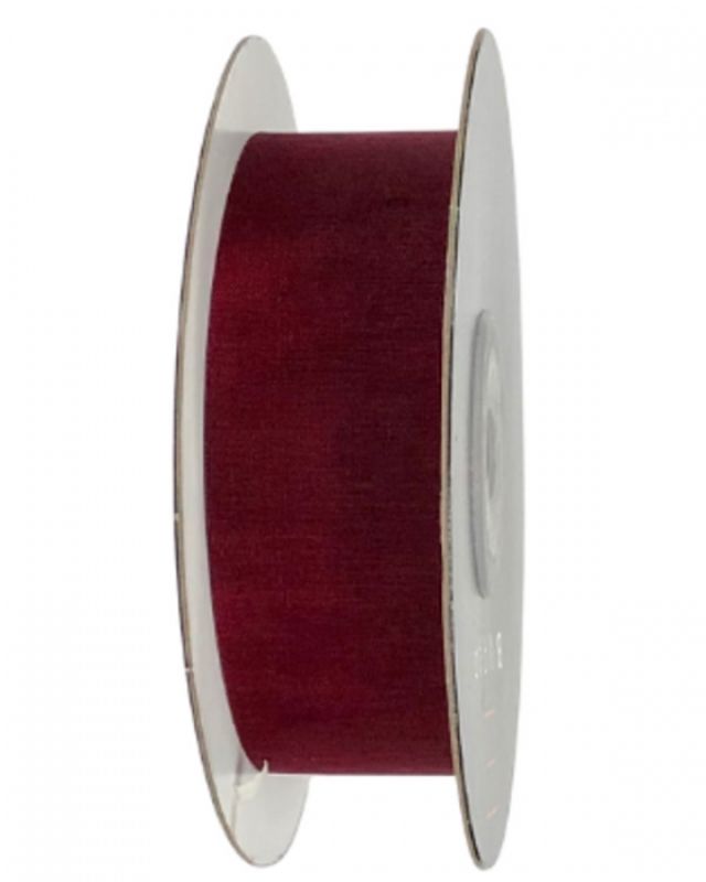 Ribbon - Cut Edge Organza 25mm X 50mtrs Burgundy