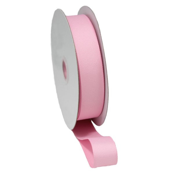 Light pink woven edge grosgrain ribbon, 38mm x 20m, perfect for crafting and elegant gift wrapping.