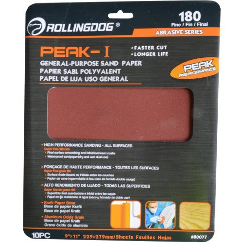 Premium 180 grit sandpaper sheets, 230x280mm, perfect for wood, metal, and plastic sanding projects.