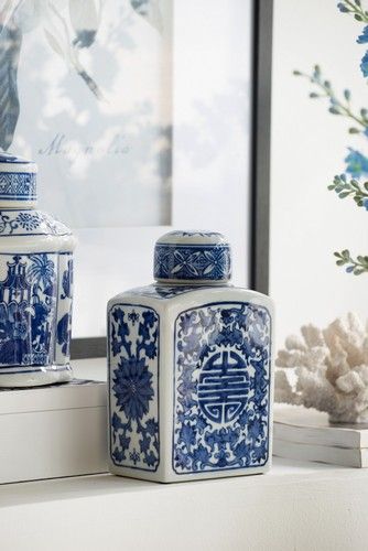 Ren Lidded Jar - Blue & White