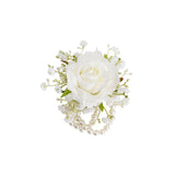 Artificial / Faux Flower - Rose & Baby's Breath Corsage Bracelet Pack 2 White