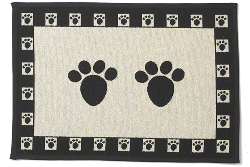 Dog Feed Place Mat - Black Paws