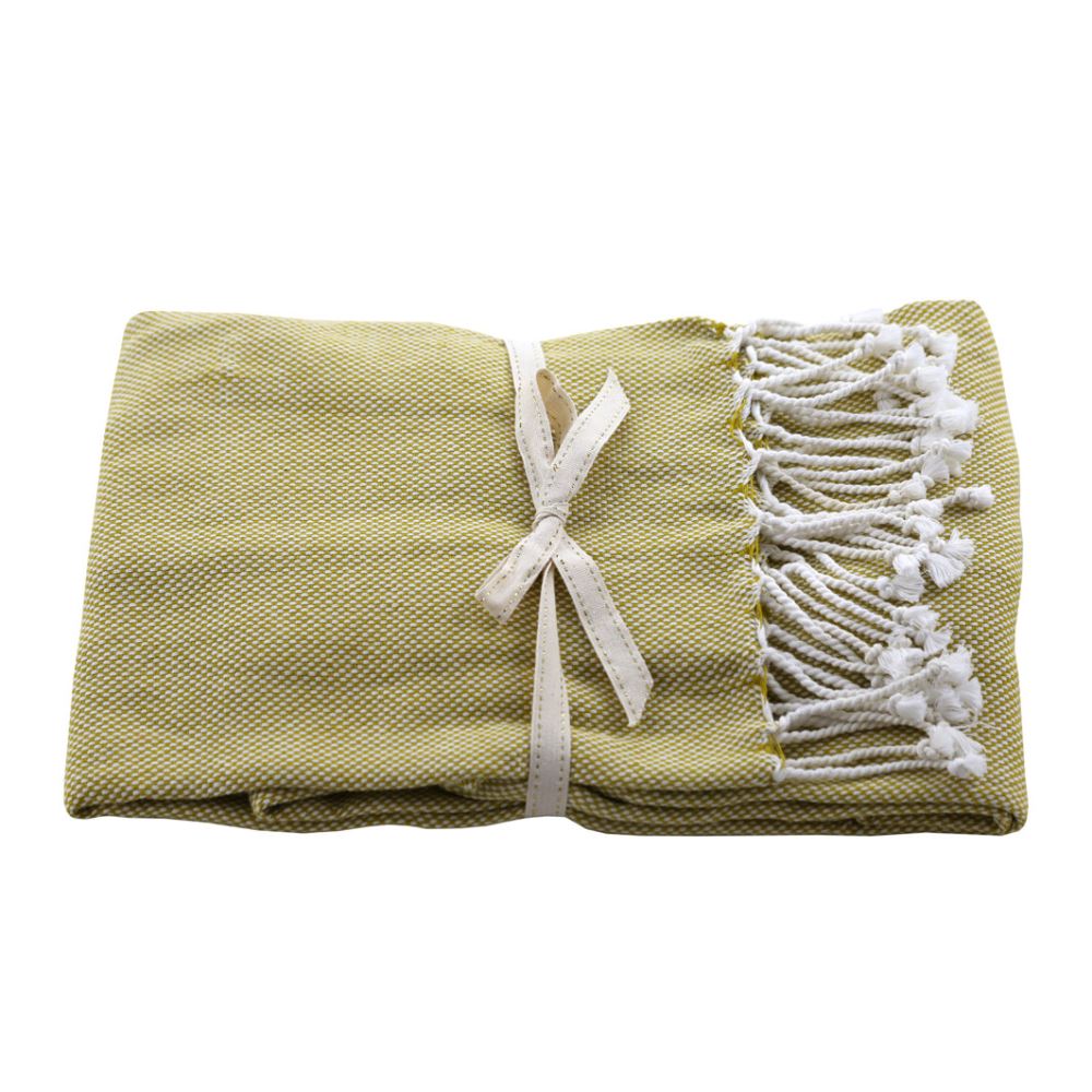 Throw / Blanket - Basket Weave Moss Green- Raine and Humble