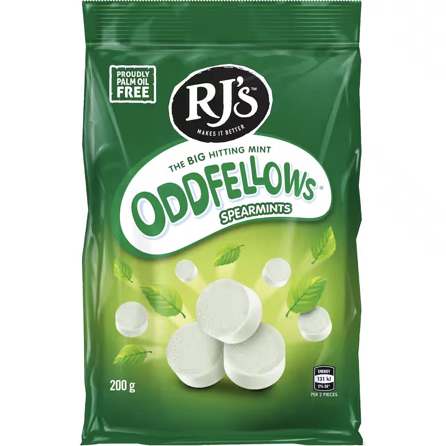 RJ's Oddfellows Spearmint 200g - Carton of 12