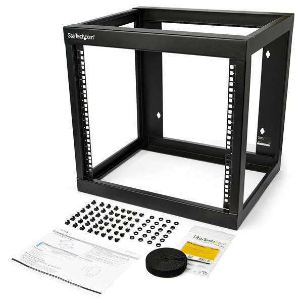 9U Open Frame Wall-mount Rack - 18" Deep Steel 2-Post Data Rack for Efficient Storage