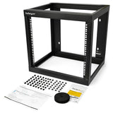 9U Open Frame Wall-mount Rack - 18" Deep Steel 2-Post Data Rack for Efficient Storage