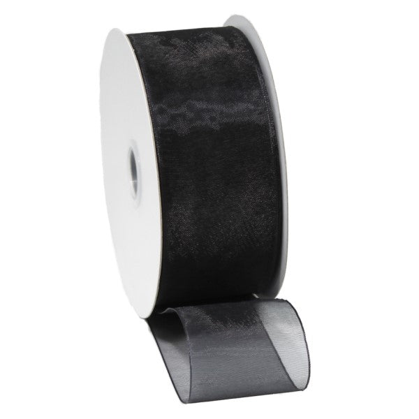 Ribbon Woven edge Organza Black