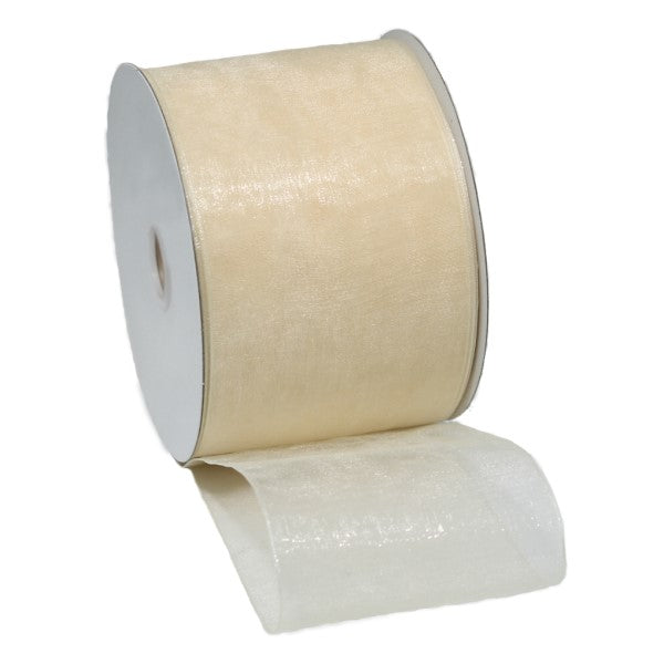 Ribbon Woven edge Organza Cream