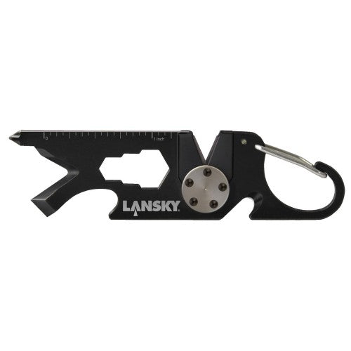 Lansky Keychain Knife Sharpener & Tools: Compact 8-in-1 sharpener with screwdrivers, wrench, bottle opener, perfect for outdoor use.