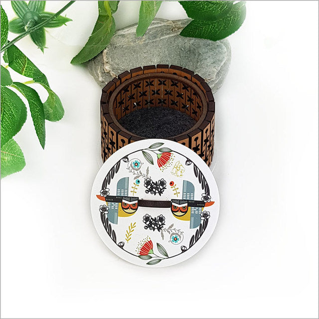 Round Trinket Box - Folk Ruru  - Kiwana