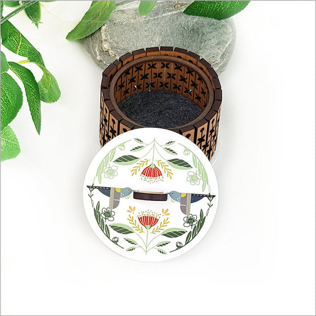 Round Trinket Box - Folk Tui  - Kiwana