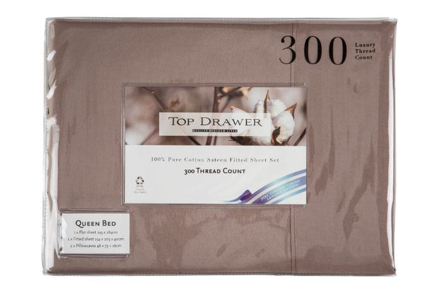 Luxurious 2-pack of mocha 100% cotton sateen European pillowcases, 300TC, 65x65+16cm, soft and durable for elegant bedding.