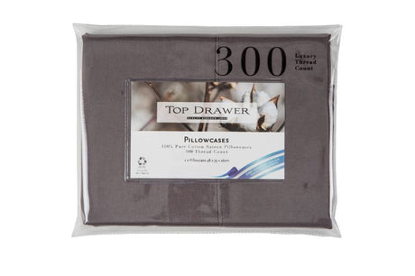 Standard Pillowcase 2 Pack in Graphite, 100% cotton sateen, 300 thread count; soft, durable, and stylish bedding update.