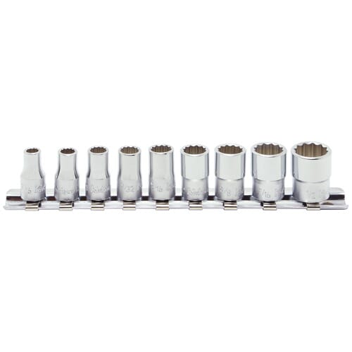 Koken RS2405A Socket Set On Rail 12pt 9pc 1/4" Dr 3/16-1/2"