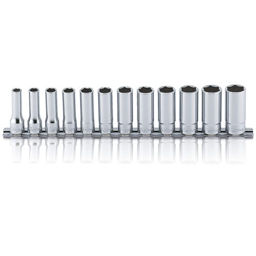 Koken RS3300M Deep Socket Set On Rail 6pt 12pc 3/8"Dr 8-19mm