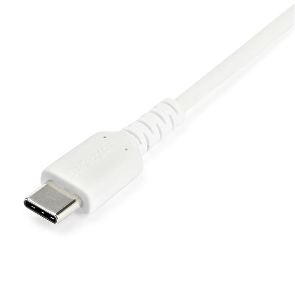 Durable 1m USB A to USB C Charging Cable - 60W Fast Charge, Aramid Fiber, White