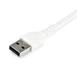 Durable 1m USB A to USB C Charging Cable - 60W Fast Charge, Aramid Fiber, White