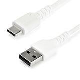 Durable 1m USB A to USB C Charging Cable - 60W Fast Charge, Aramid Fiber, White