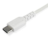 Durable 1m USB C Charging Cable - Aramid Fiber Reinforced, 60W Power, Male to Male, White