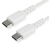 Durable 1m USB C Charging Cable - Aramid Fiber Reinforced, 60W Power, Male to Male, White