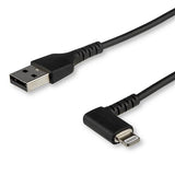 1m USB A to Lightning Cable Durable Right Angle Apple MFI Cord