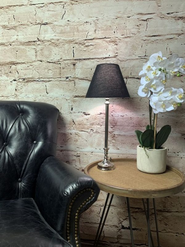 Table Lamp with Shade (Lamp - Nickel / Shade - Black Linen)