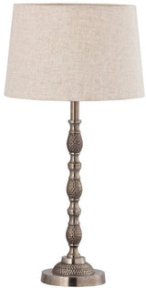 Table Lamp & Shade - Silver Antique / Natural Linen Type 1