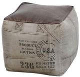 Leather & Canvas Ottoman - Square