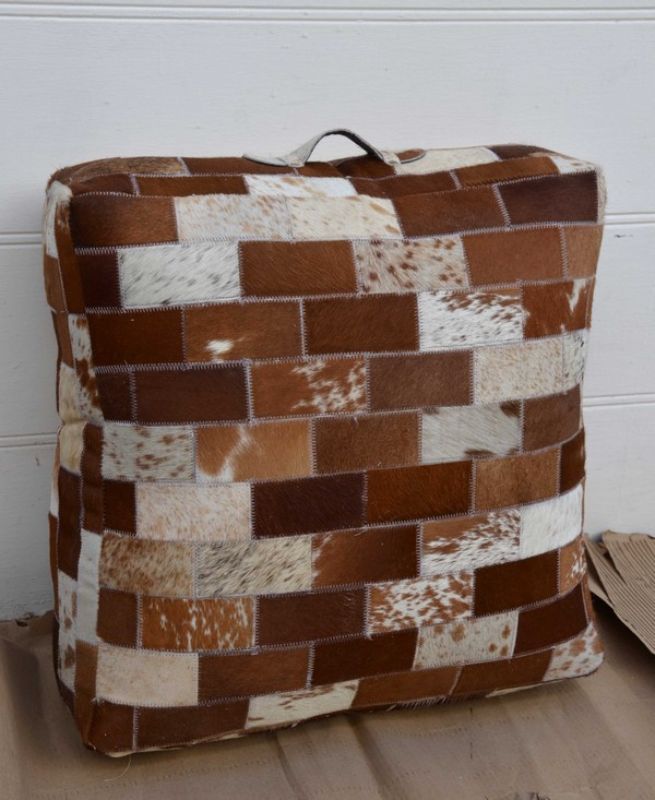 Leather Goat Skin Puff - Ottoman
