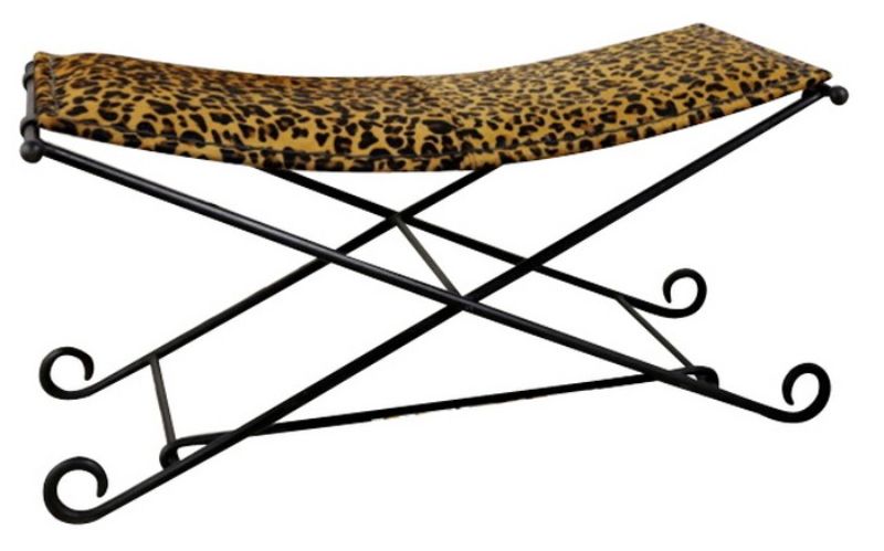 Leopard Leather Long Stool