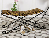 Leopard Leather Long Stool