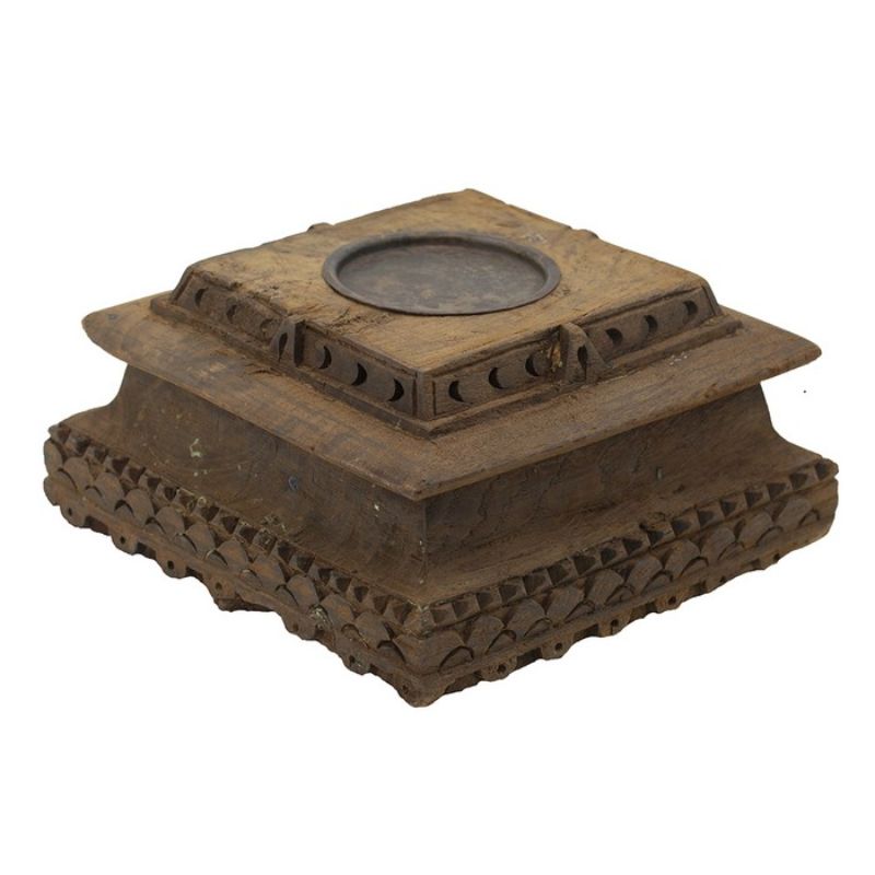Antique Carved Pillar Candle Holder - 114cm