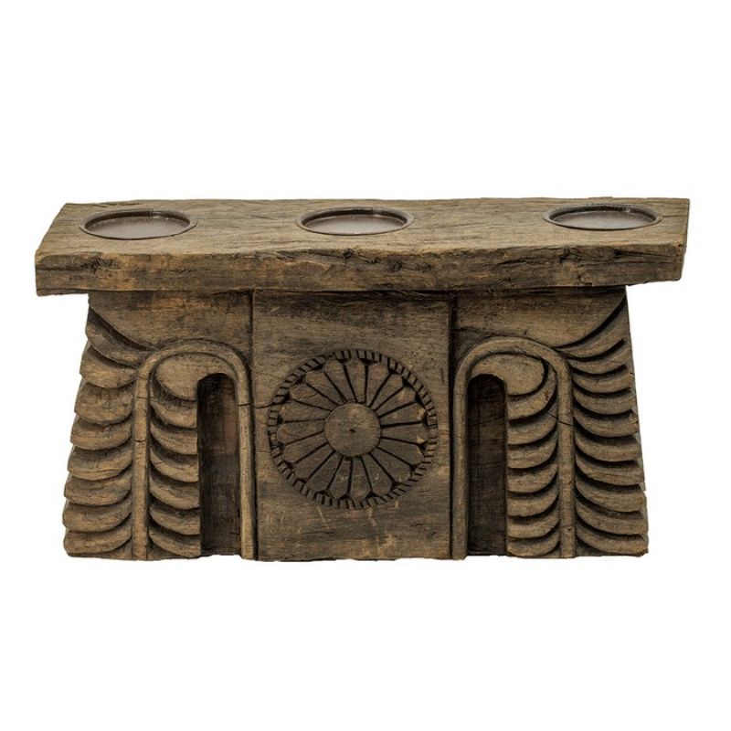 Antique Carved Pillar Candle Holder - 51cm
