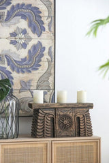 Antique Carved Pillar Candle Holder - 51cm
