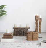 Antique Carved Pillar Candle Holder - 51cm