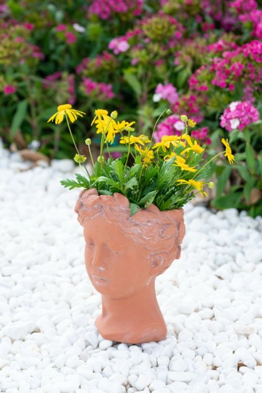 Terracotta Visage Head Planter - 23cm