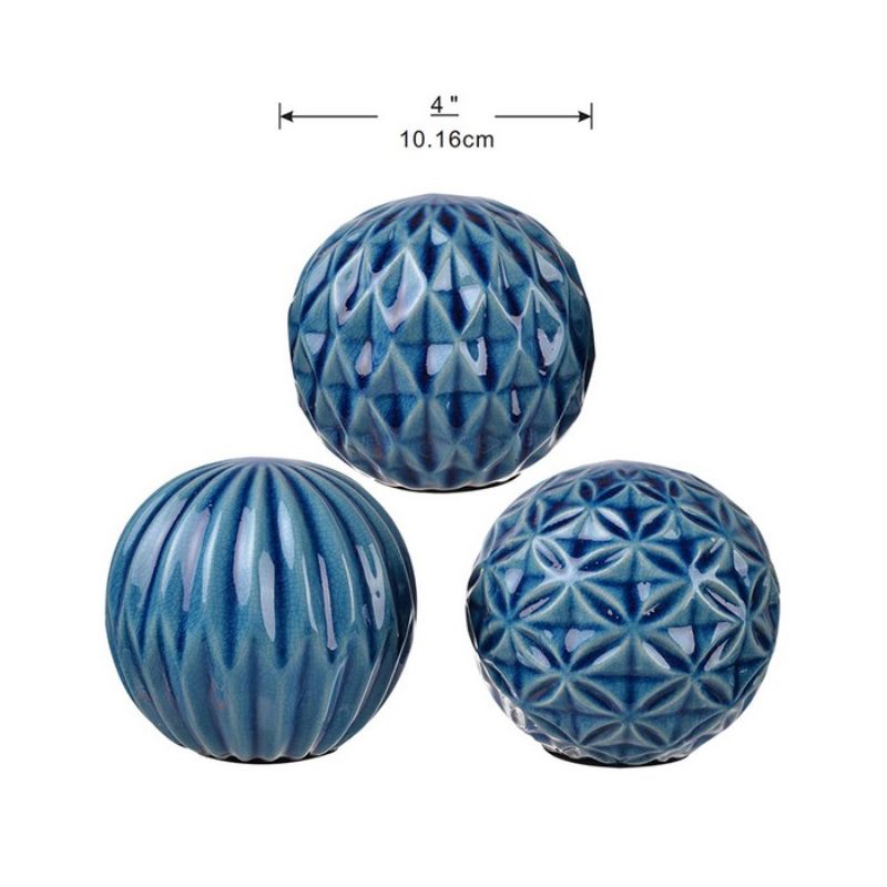 Blue Marbleised Balls Set of 3