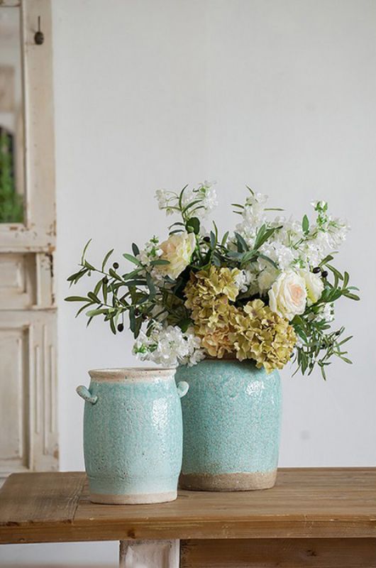 Candia Ceramic Vase Turquoise - 20cm
