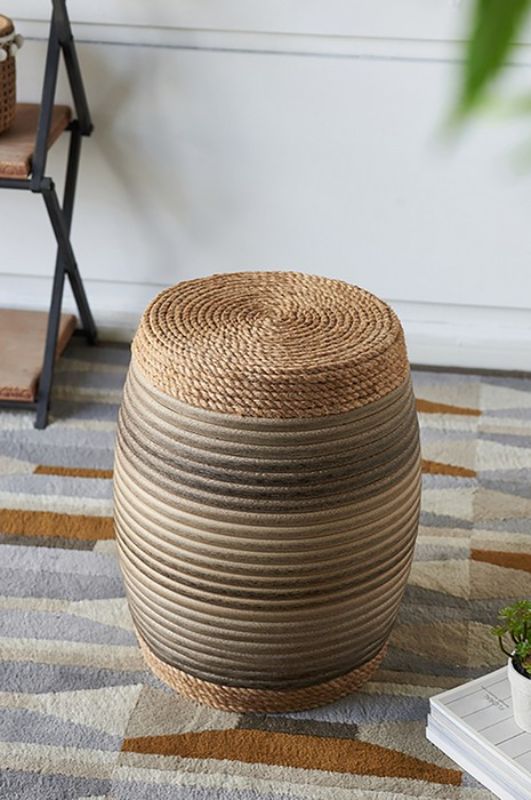 Rattan Drum Ottoman