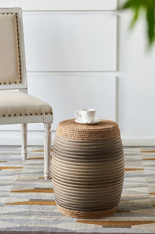 Rattan Drum Ottoman