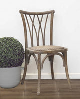 DINING CHAIR - ELM & RATTAN BENTWOOD  ANTIQUE OAK