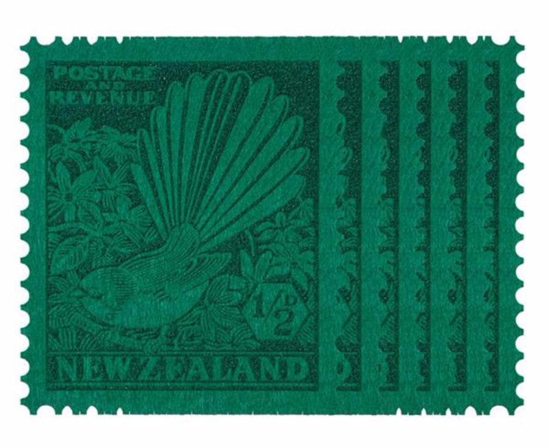 Placemat Set of 6 Green  Fantail Stamp