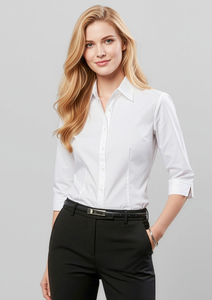 Base Womens 3/4 Sleeve Shirt - White