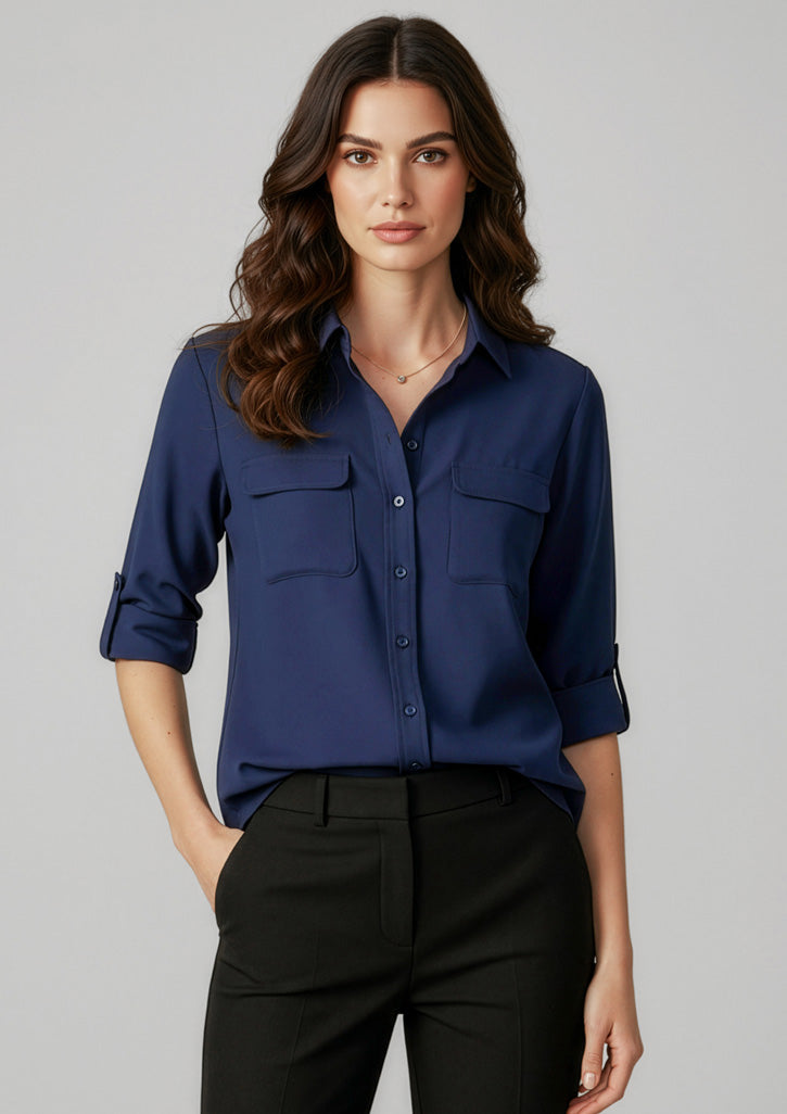 Madison Womens Long Sleeve Shirt - Ivory
