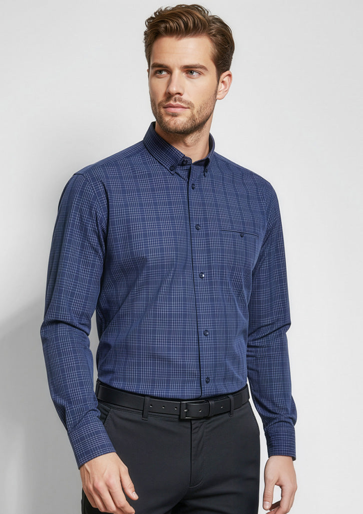 Harper Mens Long Sleeve Shirt - Ink/Silver
