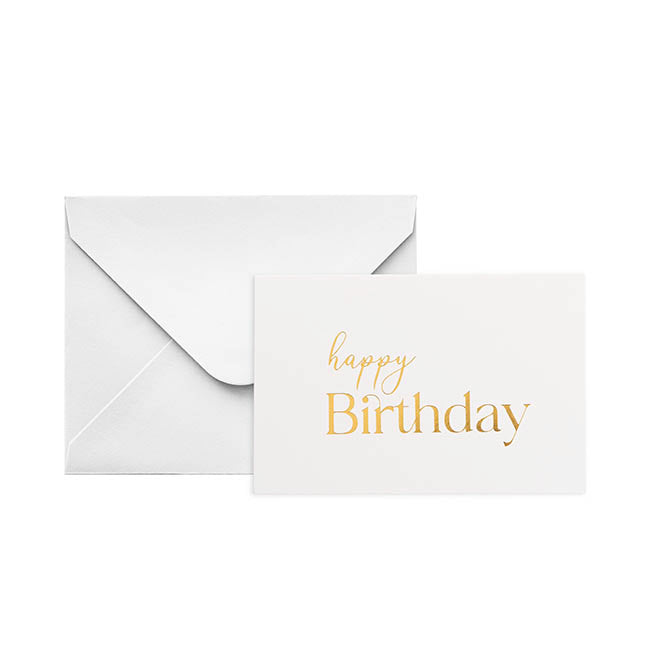 Gold Foil Card & Envelope Happy Birthday Pack 25