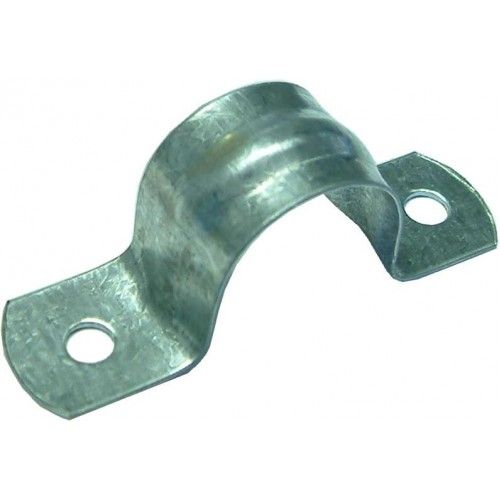 Galvanised 50mm pipe saddle clip for strong, durable plumbing support and versatile applications like hose and wiring.
