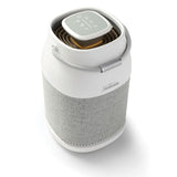 Fresh Protect™ Air Purifier in sleek white, features 360° air intake, UV light, True HEPA filter, and customizable settings.