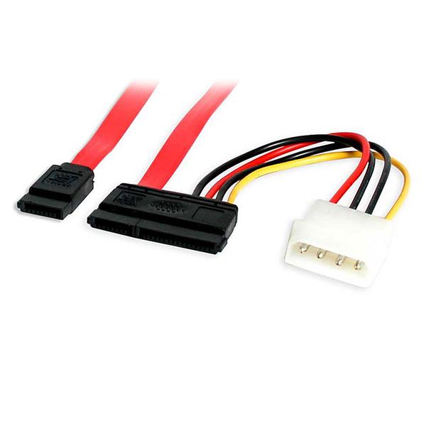 18-Inch SATA Data and Power Combo Cable - 22-Pin Receptacle & LP4 Connector for HDD/SSD